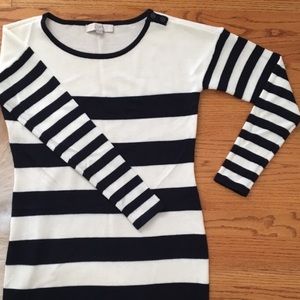 Loft navy and white striped sweater dress